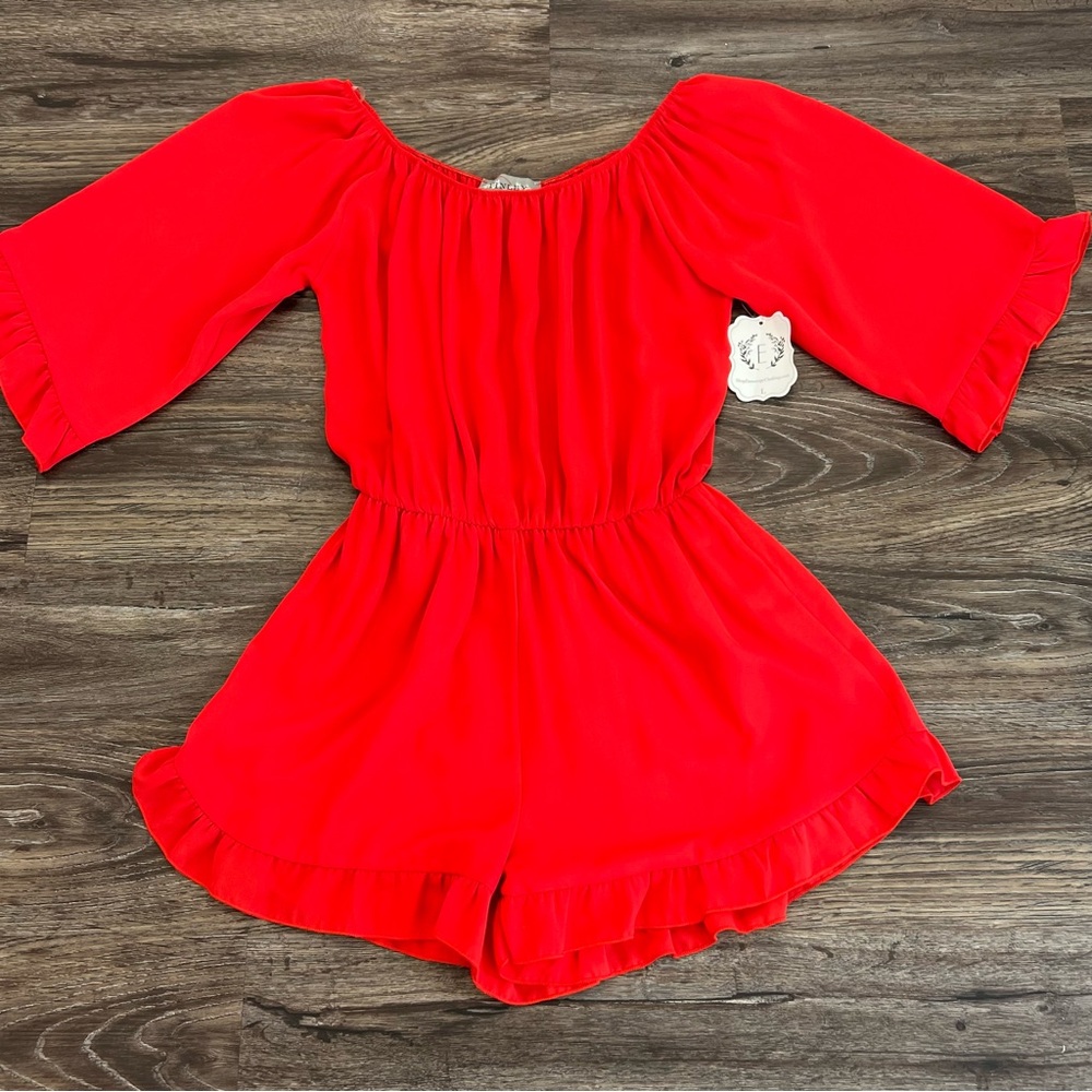 Tinley Women's Red 3/4‎ Sleeve Shorts Romper Size Large New With Tags